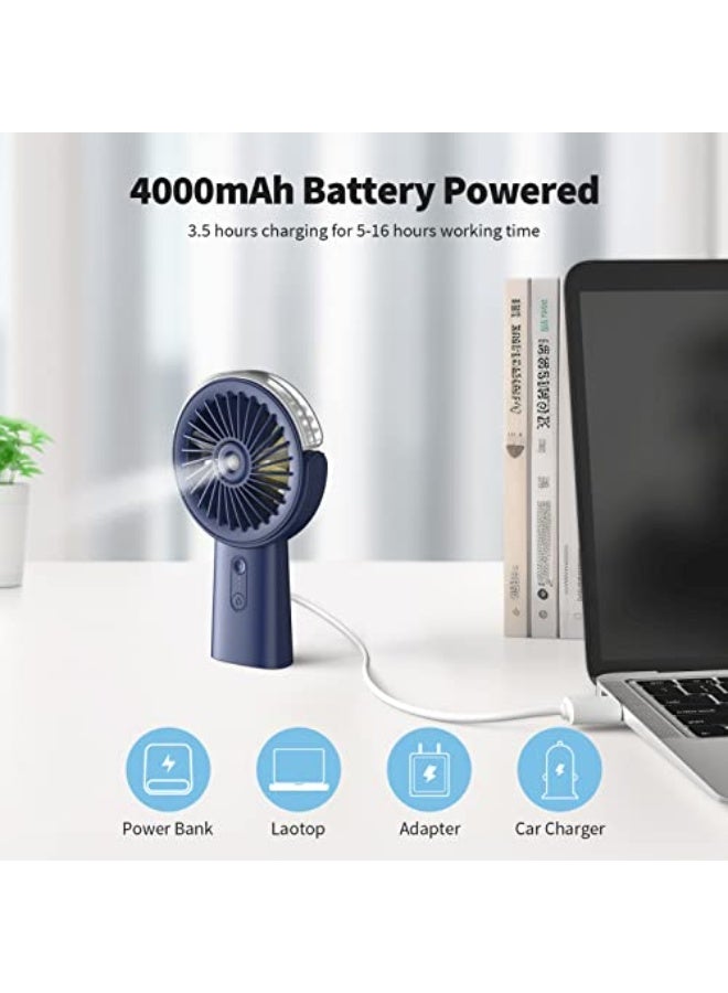 Otlonpe Handheld Misting Fan Portable, 4000mAh Rechargeable Small Personal Water Spray Hand Held Mist Fan Battery Operated, 90° Rotatable, Power Bank for Travel Home Office Men Women Kids (Blue)  - Image 3