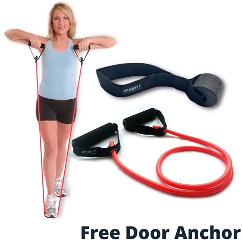 WErFIT® Resistance Tube Exercise Bands with Free Door Anchor for Stretching, Toning & Full Body Workout (7-12kg) Resistance Tube (Red) - Image 2