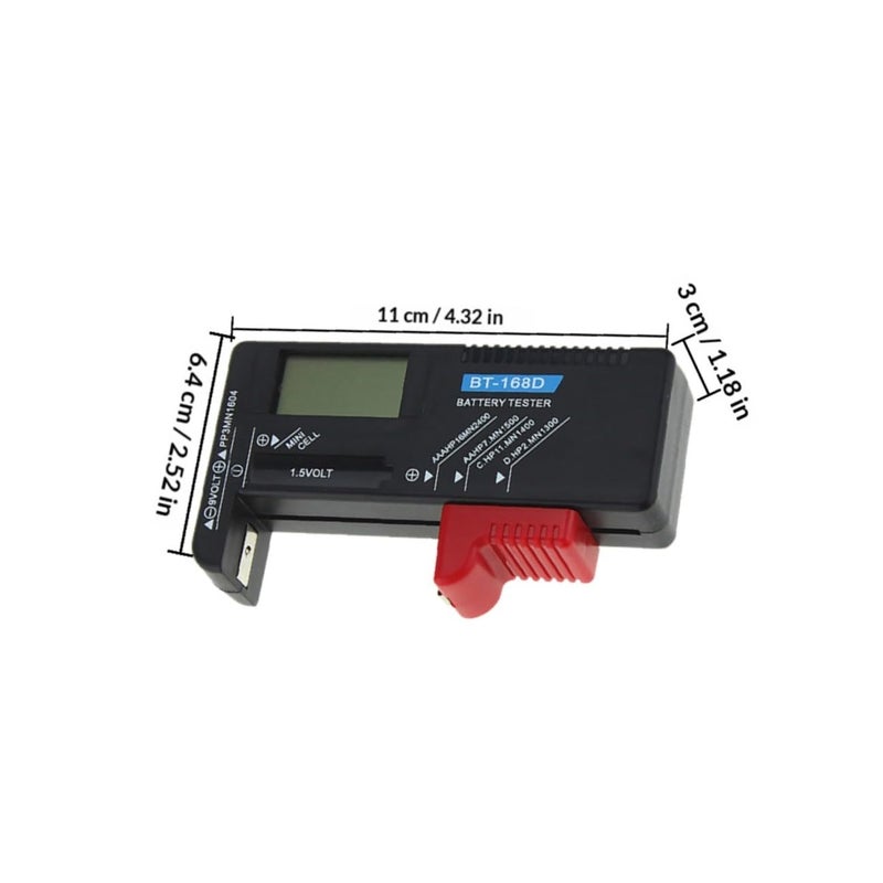 اختبار بطارية رقمي محمول 1 مؤشر سعة 9 فولت شاشة LCD عرض أسود للاستخدام المنزلي والسفر - Image 3