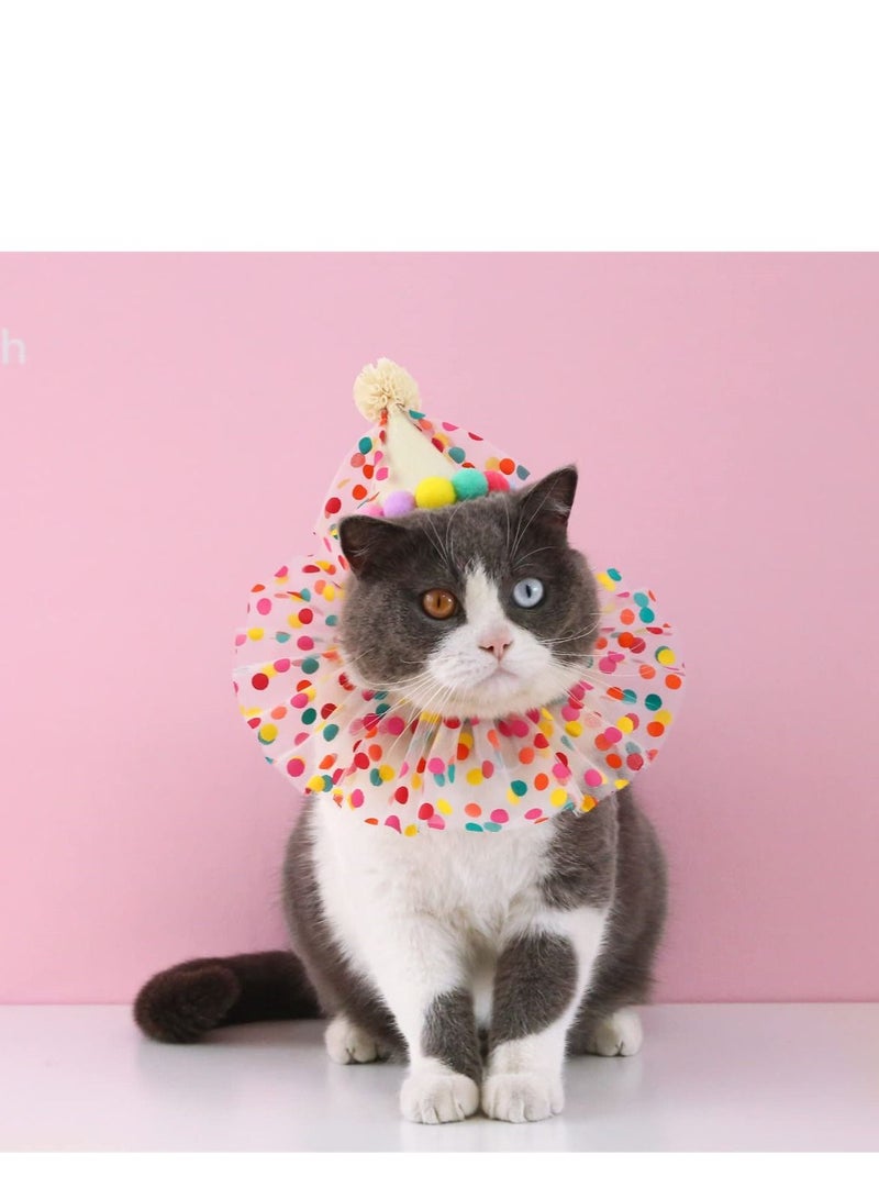SYOSI Pet Birthday Party Decorations Set, Cute Lace Dog Bib Scarf and Birthday Hat, Puppycat Birthday Bandana Scarf and Party Hat, Cat Dog Princess Costumes  - Image 4