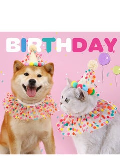 SYOSI Pet Birthday Party Decorations Set, Cute Lace Dog Bib Scarf and Birthday Hat, Puppycat Birthday Bandana Scarf and Party Hat, Cat Dog Princess Costumes  - Image 2