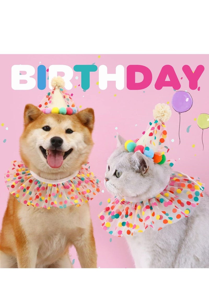 SYOSI Pet Birthday Party Decorations Set, Cute Lace Dog Bib Scarf and Birthday Hat, Puppycat Birthday Bandana Scarf and Party Hat, Cat Dog Princess Costumes  - Image 2