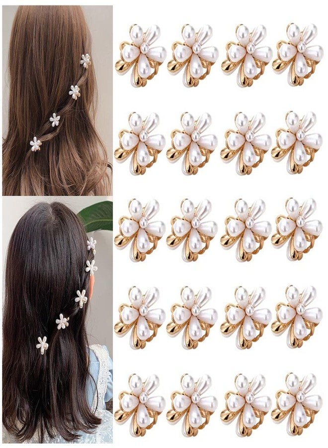 ASVNRES 20 Pcs Small Pearl Hair Claw Clips for Women Girl, Mini Pearl Flower Claw Clips Design, Sweet Daisy Artificial Bangs Clips Decorative Hair Accessories - Image 2