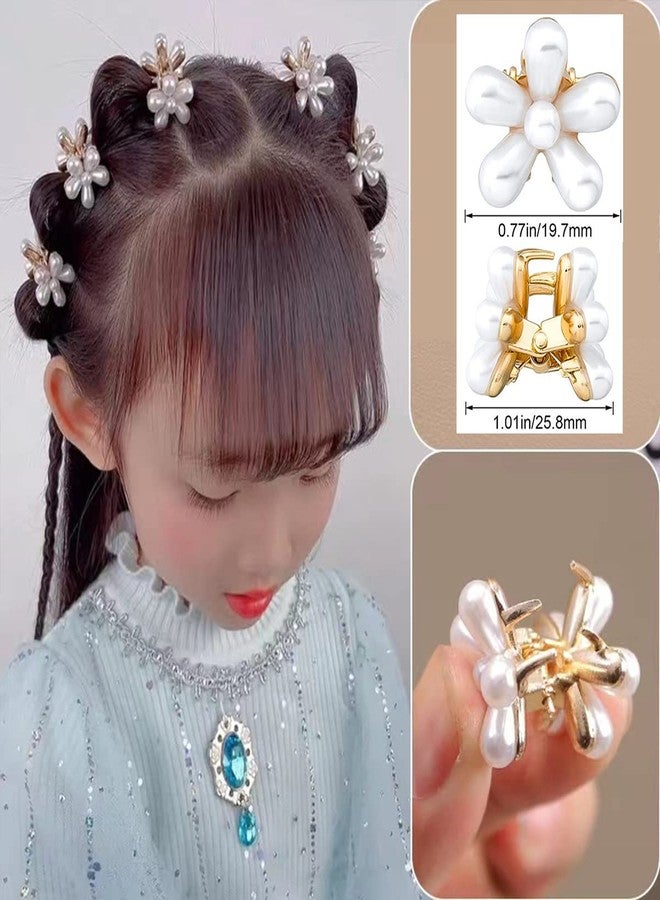 ASVNRES 20 Pcs Small Pearl Hair Claw Clips for Women Girl, Mini Pearl Flower Claw Clips Design, Sweet Daisy Artificial Bangs Clips Decorative Hair Accessories - Image 5