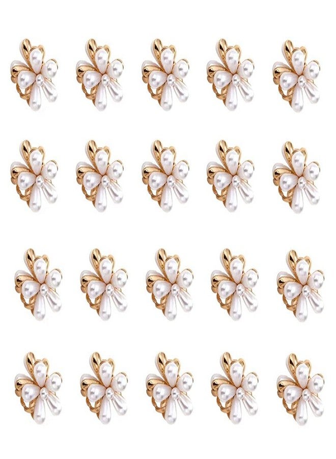 ASVNRES 20 Pcs Small Pearl Hair Claw Clips for Women Girl, Mini Pearl Flower Claw Clips Design, Sweet Daisy Artificial Bangs Clips Decorative Hair Accessories - Image 1