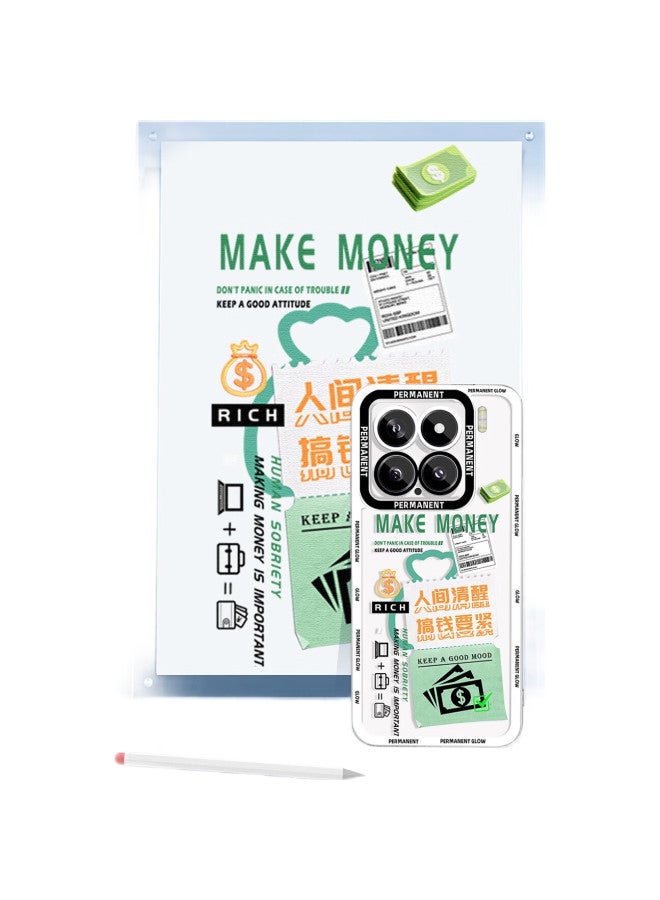 Xp Transparent Soft Silicone Cartoon Creative Men And Women'S Phone Case For Xiaomi 15, Full Coverage Lens Protection, Heat Dissipation, Anti-Drop, White Frame - Image 1