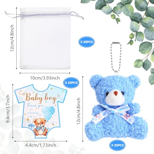 Vertintong 25 Set Mini Bears for Shower Tiny Bear Bulk 472 Inch Stuffed Bears Keychain with Thank You Tag and Organza Bag for Bear Party Favor Birthday Shower GiftNaive Style - Image 5