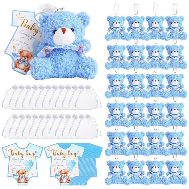 Vertintong 25 Set Mini Bears for Shower Tiny Bear Bulk 472 Inch Stuffed Bears Keychain with Thank You Tag and Organza Bag for Bear Party Favor Birthday Shower GiftNaive Style - Image 3