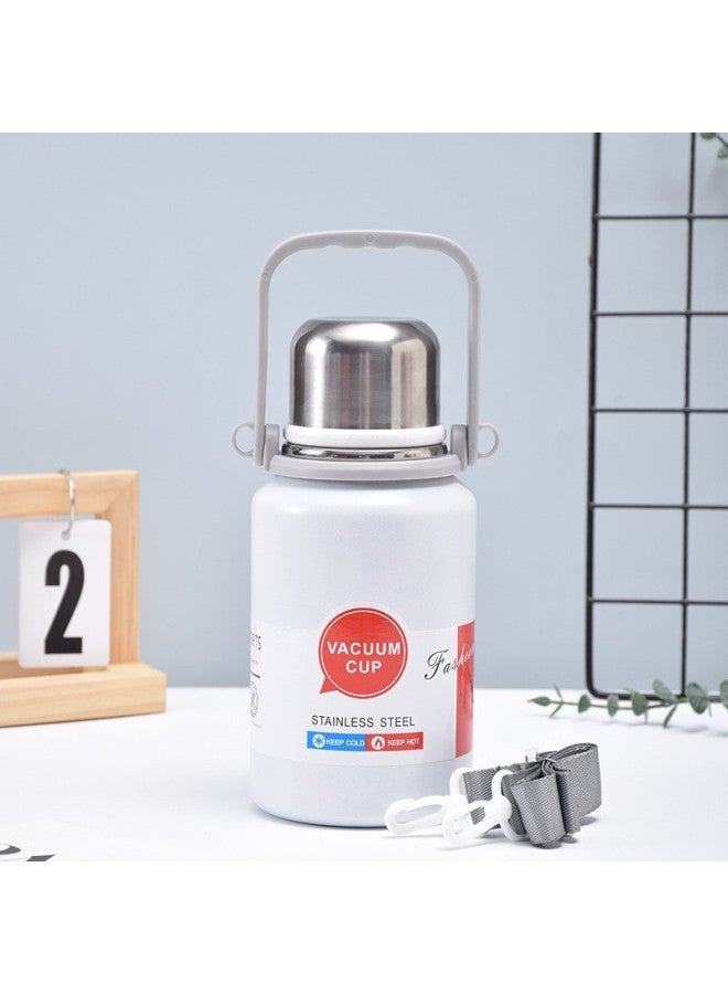 White Large Capacity Sports Kettle 316 Stainless Steel Vacuum Cup Outdoor Portable Travel Pot With Portable Car Cup