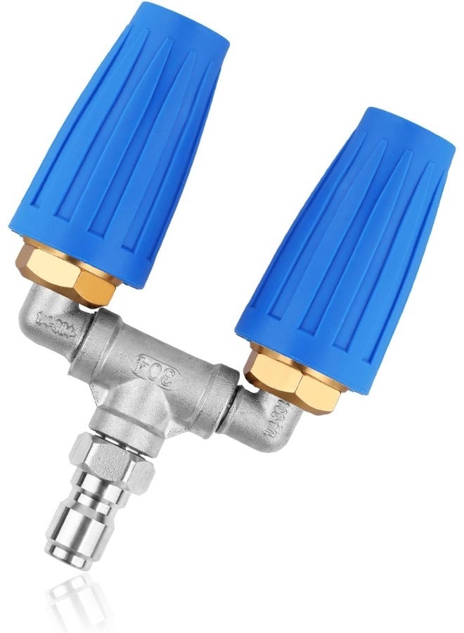 NQEUEPN 3/8 Inch Dual Pressure Washer Nozzle With Quick Connector, Rotary Turbo Nozzle For High Pressure Washer For Cleaning Brick Concrete Surface Vinyl 4000Psi 4-6 Gpm  - Image 1