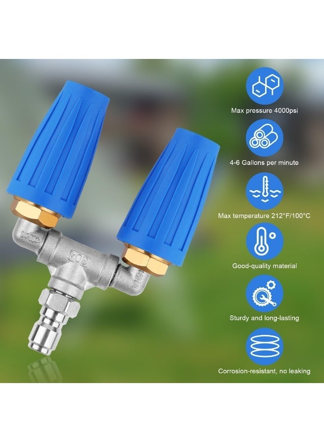 NQEUEPN 3/8 Inch Dual Pressure Washer Nozzle With Quick Connector, Rotary Turbo Nozzle For High Pressure Washer For Cleaning Brick Concrete Surface Vinyl 4000Psi 4-6 Gpm  - Image 5