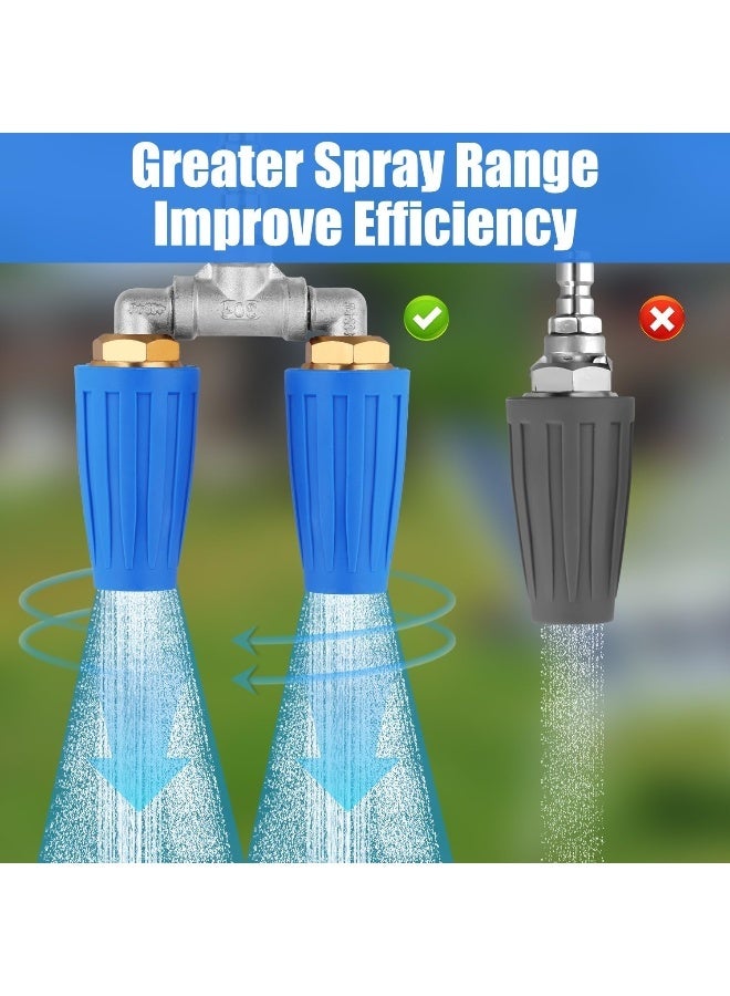 NQEUEPN 3/8 Inch Dual Pressure Washer Nozzle With Quick Connector, Rotary Turbo Nozzle For High Pressure Washer For Cleaning Brick Concrete Surface Vinyl 4000Psi 4-6 Gpm  - Image 3