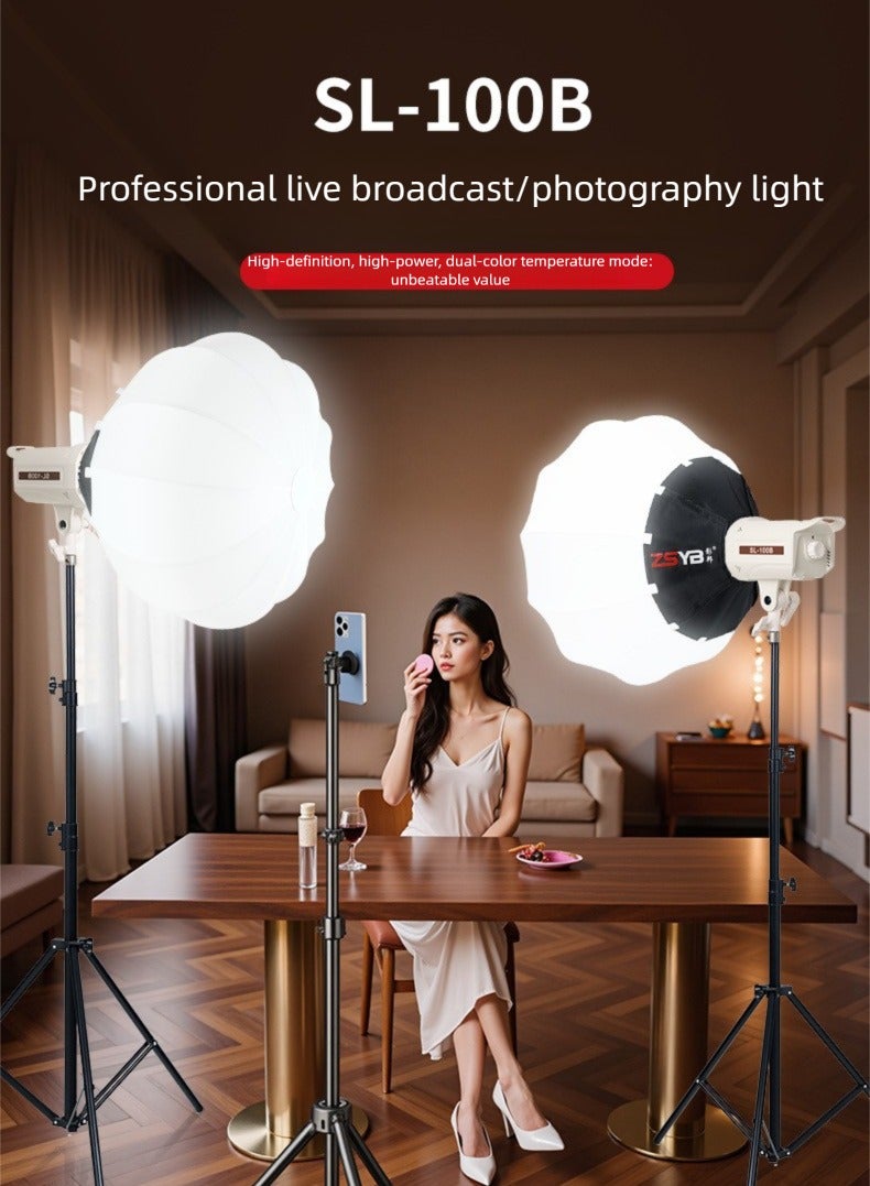 إضاءة تصوير LED ثنائية اللون بقدرة 100 واط، سطوع 10500 لومن، مصباح COB Matrix، درجة حرارة لون 2700-6500K، تحكم تدريجي، تبريد صامت، تحكم عن بُعد للتصوير والبث المباشر - Image 3