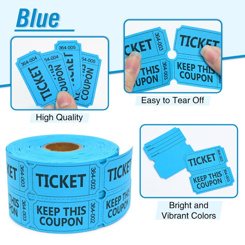 ESSENTIAL 500 Raffle Tickets Double Roll, Raffle Tickets Roll with Name and Phone Number, for Raffle, Events, Classroom, Entry, Class Reward & Door Prize (Blue) - Image 4