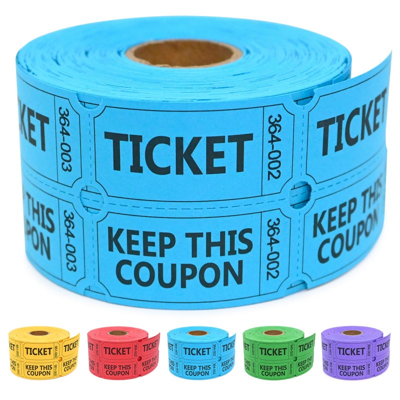ESSENTIAL 500 Raffle Tickets Double Roll, Raffle Tickets Roll with Name and Phone Number, for Raffle, Events, Classroom, Entry, Class Reward & Door Prize (Blue) - Image 1