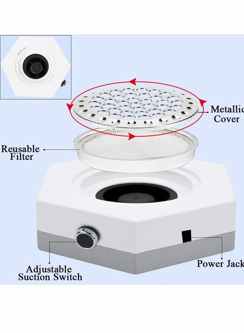 Captaintech Nail Dust Collector Vacuum Machine for Acrylic Nails, 80W Powerful Salon and Home Use, Professional Cleaner Drill File Buffer, Strong - Image 2