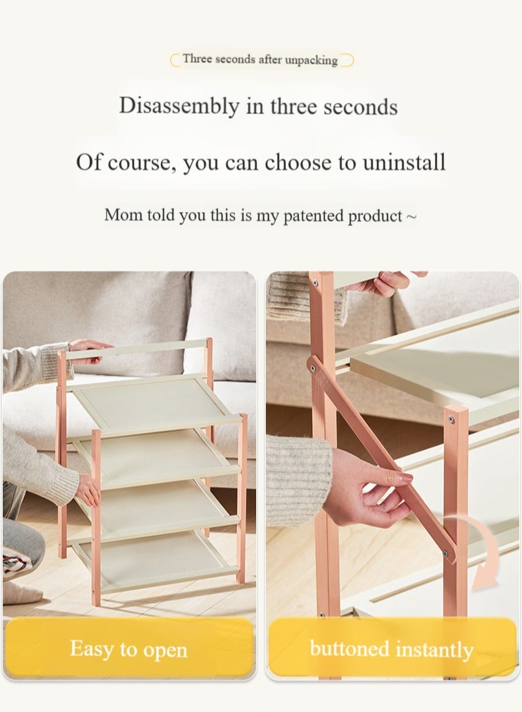 Generic Freestanding shoe rack Space-saving shoe rack Quick assembly Tool-free foldable DIY space-saving Suitable for hallway, living room, bedroom, kitchen (Color: Black.)  - Image 5
