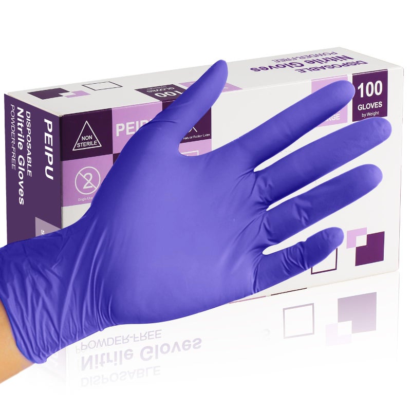 PEIPU Nitrile Gloves,Disposable Cleaning Gloves,(Large, 100-Count) Powder Free, Latex Free,Rubber Free,Ultra-Strong,Food Handling Use, Single Use Non-Sterile Protective Gloves - Image 1