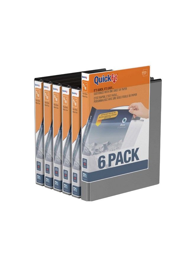 QuickFit View Binder 5 8 Inch Round Ring Black 6 Pack (8800106) - Image 1