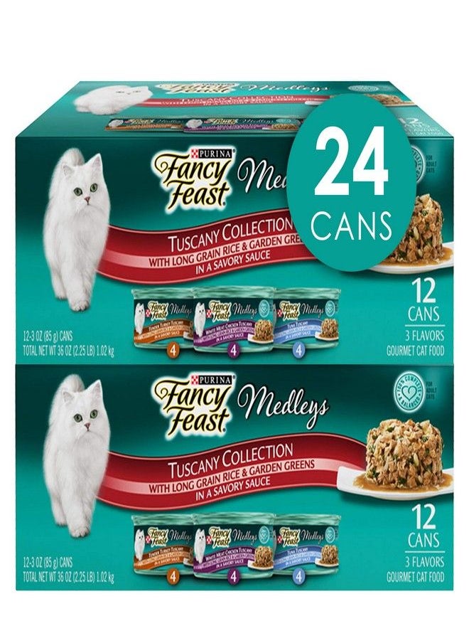 Fancy Feast - Purina Fancy Feast Medleys 12 Ct. Tuscany Wet Cat Food Variety Pack - (2 Packs of 12) 3 oz. Cans - Image 1
