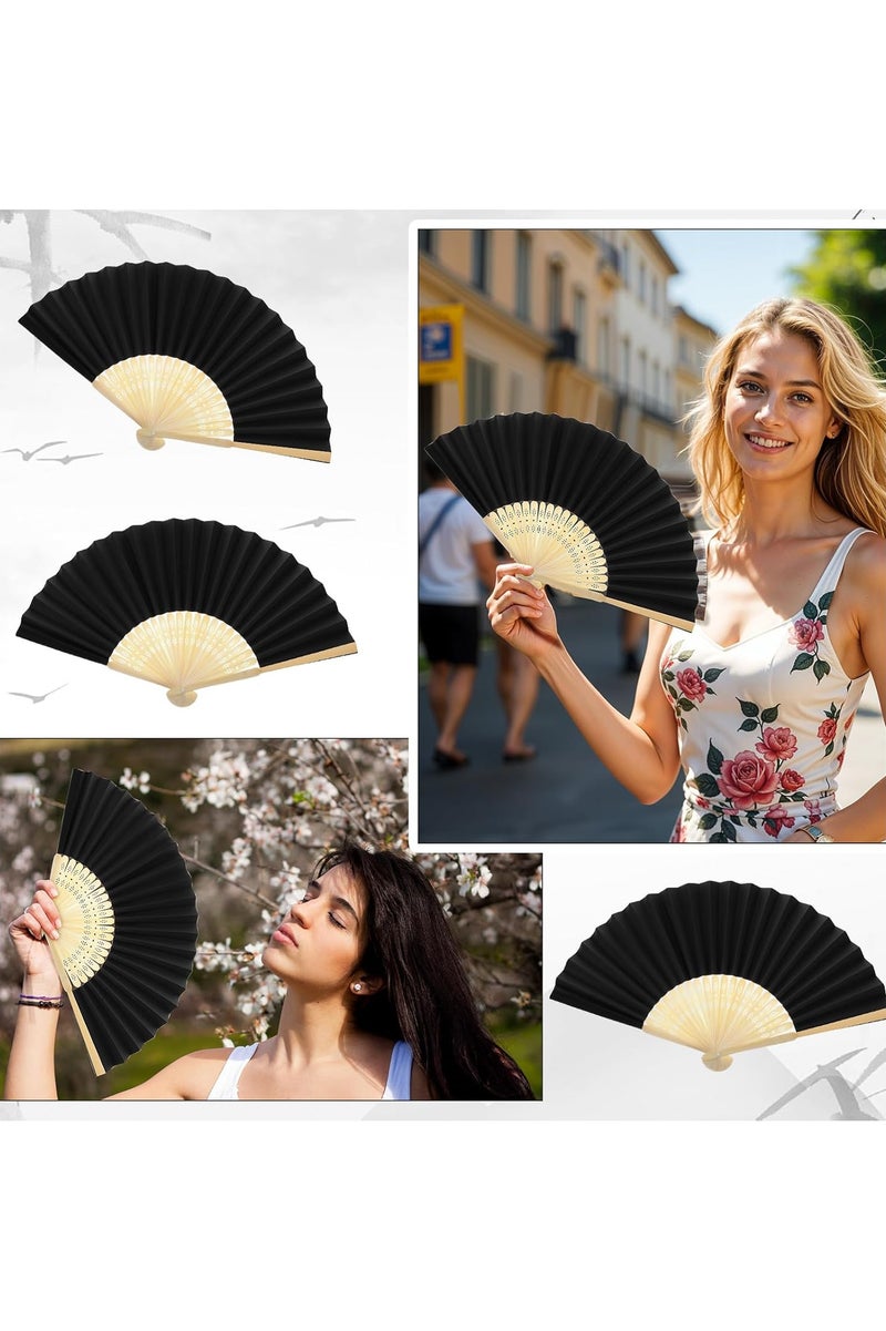Hand Fan, Portable Folding Paper Fan, Premium Bamboo Ribs for Women and Girls for Summer Parties, Birthdays, Weddings.  - Image 3