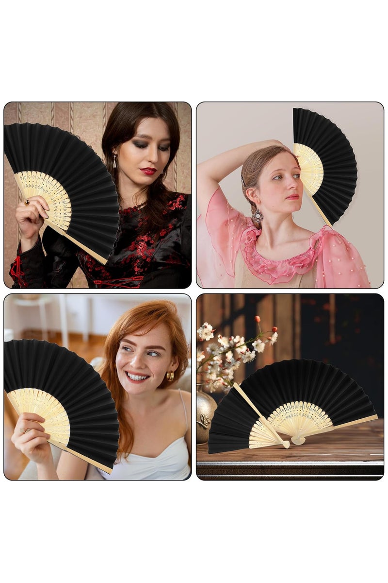 Hand Fan, Portable Folding Paper Fan, Premium Bamboo Ribs for Women and Girls for Summer Parties, Birthdays, Weddings.  - Image 4