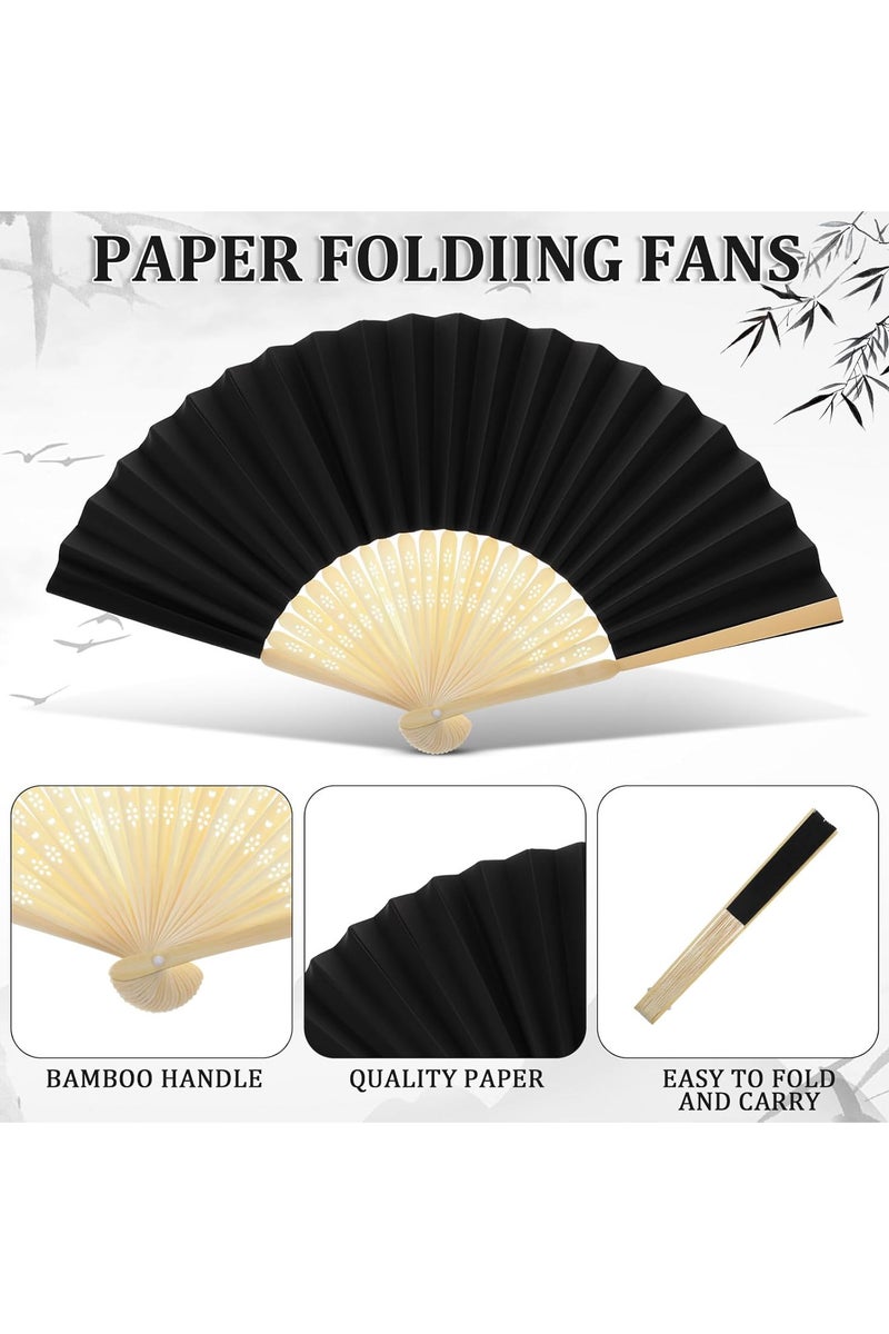 Hand Fan, Portable Folding Paper Fan, Premium Bamboo Ribs for Women and Girls for Summer Parties, Birthdays, Weddings.  - Image 1