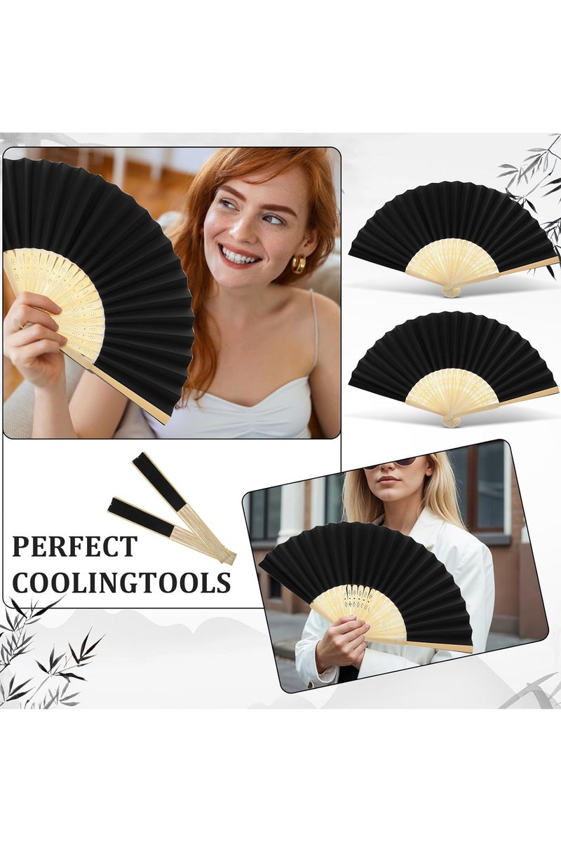 Hand Fan, Portable Folding Paper Fan, Premium Bamboo Ribs for Women and Girls for Summer Parties, Birthdays, Weddings.  - Image 2
