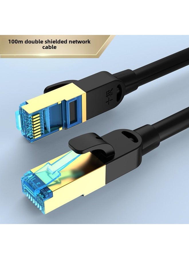 Generic Seven Class 10 Gigabit Network Cable 1 M 2/3m8 Core Finished Jumper Computer Router Monitoring Cat7 Class Network Cable-Color:Ten Pole-Seven Class Ten Mega-Black-Line Length:20 Meters  - Image 1