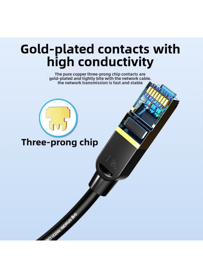 Generic Seven Class 10 Gigabit Network Cable 1 M 2/3m8 Core Finished Jumper Computer Router Monitoring Cat7 Class Network Cable-Color:Ten Pole-Seven Class Ten Mega-Black-Line Length:20 Meters  - Image 4