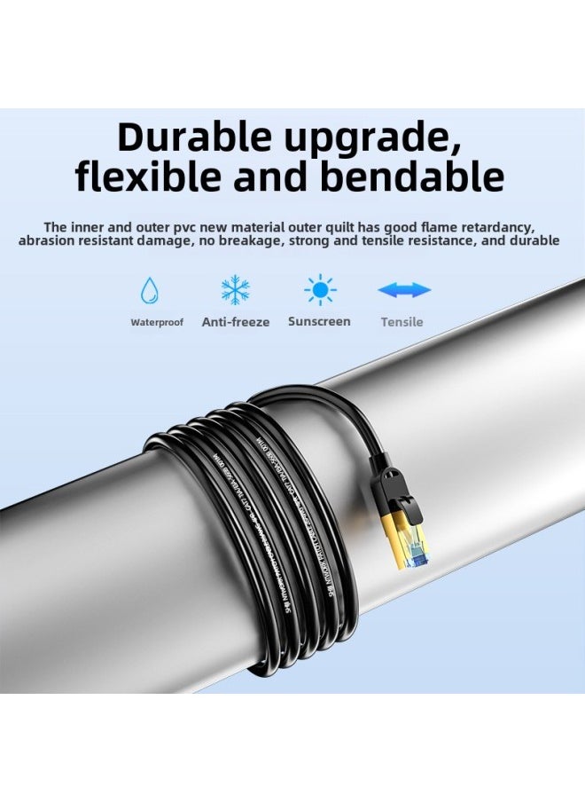 Generic Seven Class 10 Gigabit Network Cable 1 M 2/3m8 Core Finished Jumper Computer Router Monitoring Cat7 Class Network Cable-Color:Ten Pole-Seven Class Ten Mega-Black-Line Length:20 Meters  - Image 3
