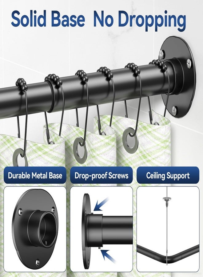 YASONIC L Shaped Shower Curtain Rods, Adjustable (23''-69'' X 23''-69'') Corner Shower Rod with 12 Shower Curtain Rings, All 304 Stainless Steel, for Bathroom, Bathtub, Clothing Store, Need to Drill, Black - Image 2
