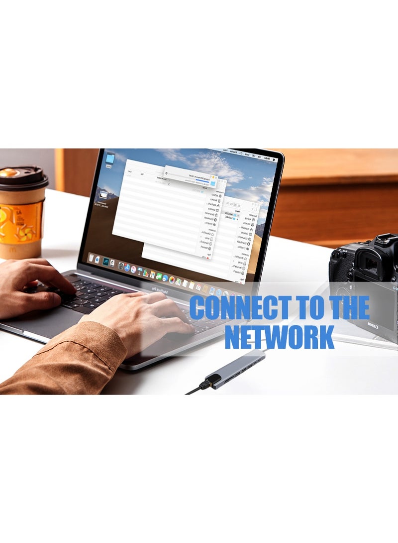 LR Nexus USB C Hub,8 in 1 Type C Hub Multiport Adapter with 4K HDMI/PD Power Delivery/USB-C/Ethernet/2 USB/SD/TF Card Reader Compatible with MacBook Pro/Lenovo/Dell/HP/XPSand More Type C Devices - Image 3