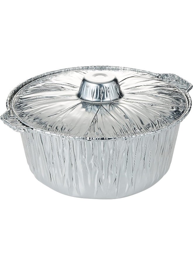 HTE Disposable Food Storage, Take Away Aluminium Pot Container With Hood Silver 10 Pieces (29Cm)  - Image 2