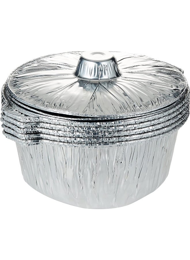 HTE Disposable Food Storage, Take Away Aluminium Pot Container With Hood Silver 10 Pieces (29Cm)  - Image 1