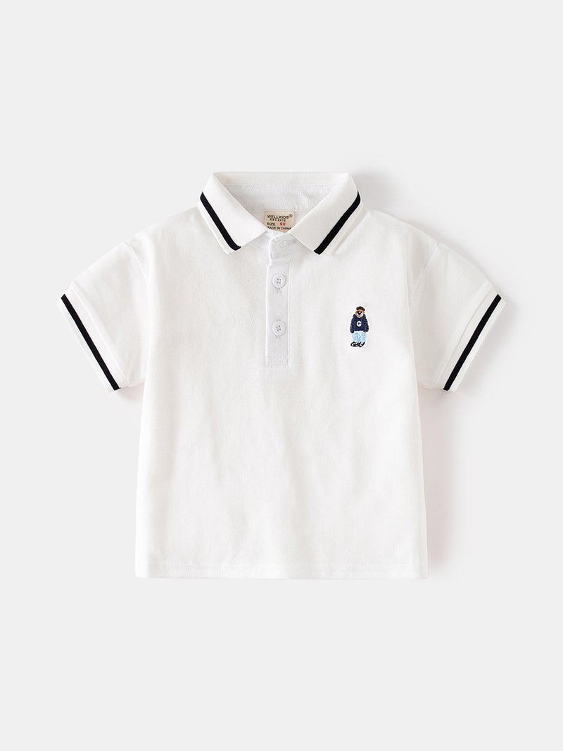 Boys' Short-Sleeved T-Shirt 2026 New Style Kidsren'S Embroidered Polo Shirt Baby Short-Sleeved Top Fashionable Cartoon Kidsren'S Clothing - Image 3