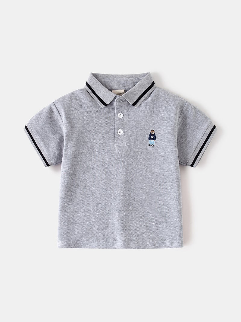 Boys' Short-Sleeved T-Shirt 2026 New Style Kidsren'S Embroidered Polo Shirt Baby Short-Sleeved Top Fashionable Cartoon Kidsren'S Clothing - Image 4