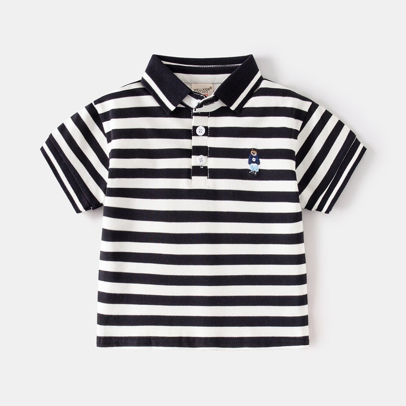 Boys' Short-Sleeved T-Shirt 2026 New Style Kidsren'S Embroidered Polo Shirt Baby Short-Sleeved Top Fashionable Cartoon Kidsren'S Clothing - Image 1