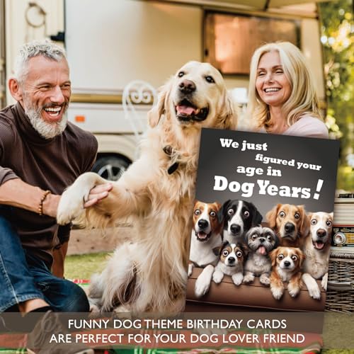 Gooji 5x7 Dogs Birthday Card, Funny Humorous Cute Card for Wife Husband Teenage Young Boy Girl Men Women Adult, Golden (Age) - Image 4