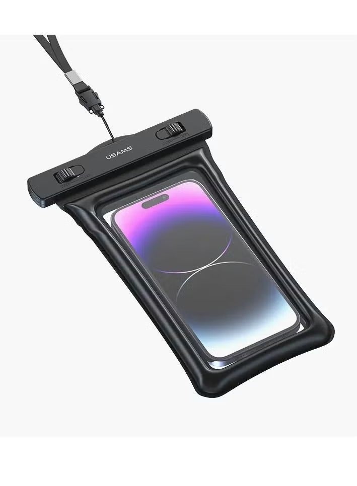 أوسامس جراب عالمي مقاوم للماء للهاتف الخلوي وحقيبة جافة متوافقة مع هواتف iPhone 13 Pro Mini وiPhone 12 11 X XR XS وSamsung Galaxy S21 S20 جميع الهواتف مقاس 4.0-7 بوصات باللون الأسود - Image 2