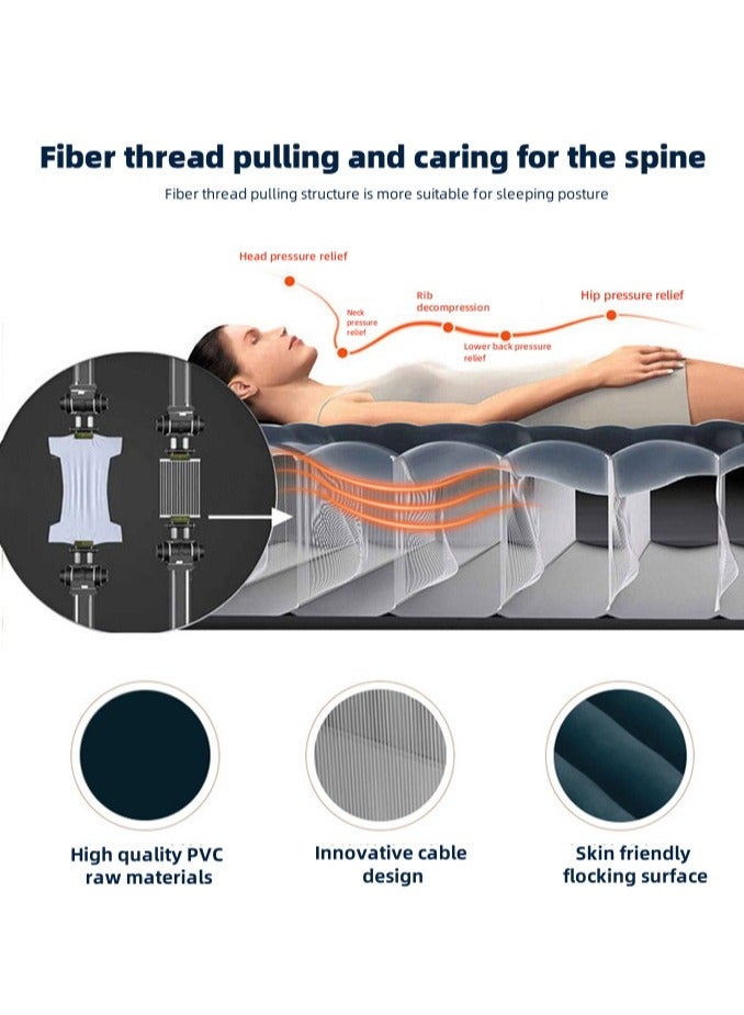 انتكس للنفخ مع الناقل التسلسلي العام مضخة تهمة ، في الأماكن المغلقة في الهواء الطلق فراش قابل للنفخ ، سميكة في الهواء الطلق التخييم وسادة الهواء السرير ، ضوء أسود أسفل وسادة الهواء السرير ، لينة ومريحة - Image 5