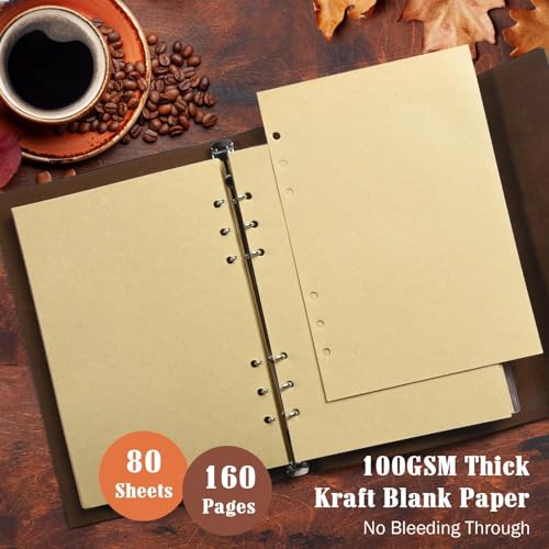 OMEYA Leather Journals Notebooks with Blank Pages, Vintage Refillable Journal for Writing, Personal Travel Diary Art Sketchbook to Write in, Gifts for Women, Men, Teen Girls and Boys, 160 Pages A5 (Brown) - Image 4