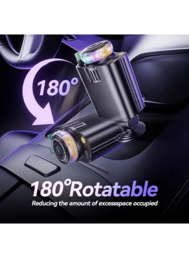 ELTRAZONE 5-in-1 Car Charger with Air Freshener & Star Light, 45W Fast Charging, Retractable USB-C & iOS Cables, Black - Image 3