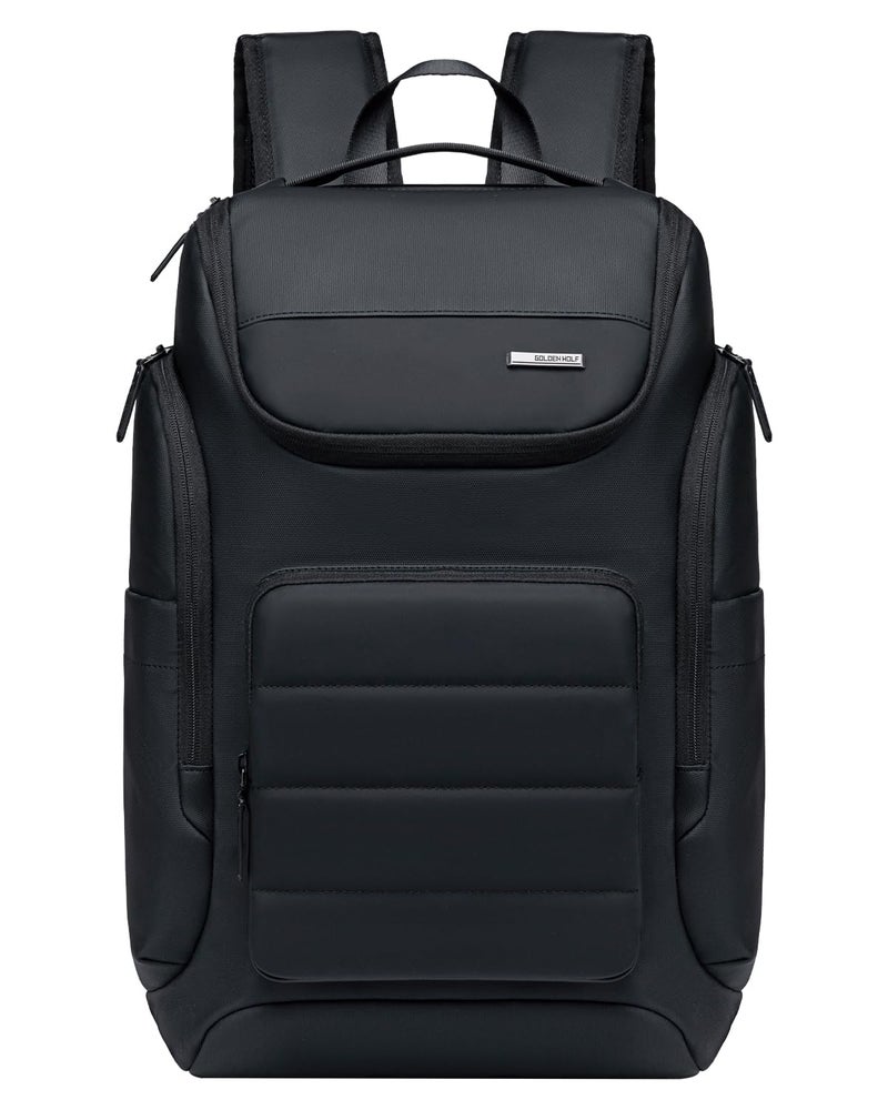 GOLDEN WOLF Laptop Backpack for Men Stylish 21L Daily Use Backpack for Office College Casual Water-resistant Laptop Bag with 15.6" Laptop Pocket,Black - Image 1
