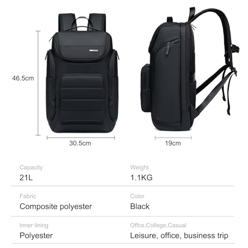 GOLDEN WOLF Laptop Backpack for Men Stylish 21L Daily Use Backpack for Office College Casual Water-resistant Laptop Bag with 15.6" Laptop Pocket,Black - Image 5