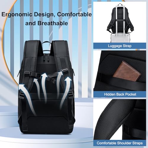 GOLDEN WOLF Laptop Backpack for Men Stylish 21L Daily Use Backpack for Office College Casual Water-resistant Laptop Bag with 15.6" Laptop Pocket,Black - Image 4