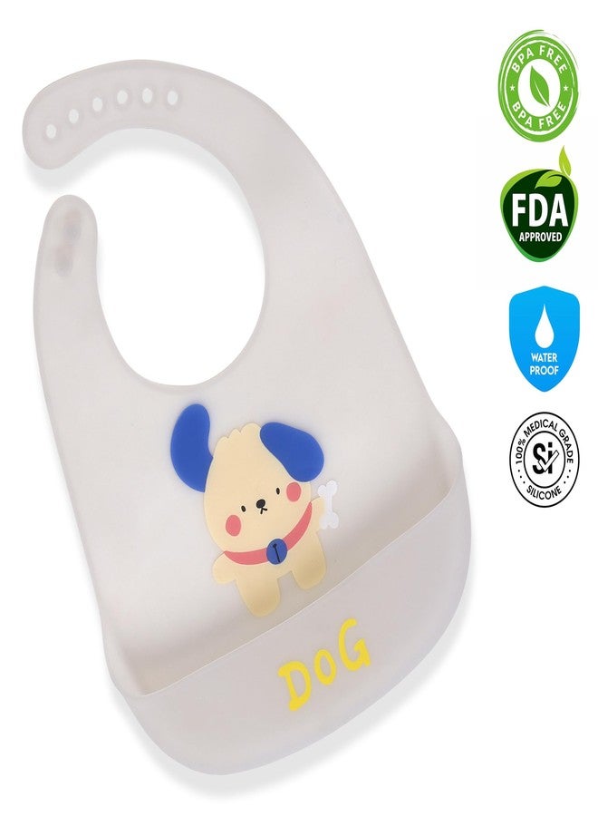Joy Buzz Silicone Bib for Baby Food Feeding BPA Free, Baby Apron Adjustable Straps with Food Pocket, Mess Free, Waterproof, Washable & Reusable Ideal for Babies 6 to 36 Months (Dog) - Image 4
