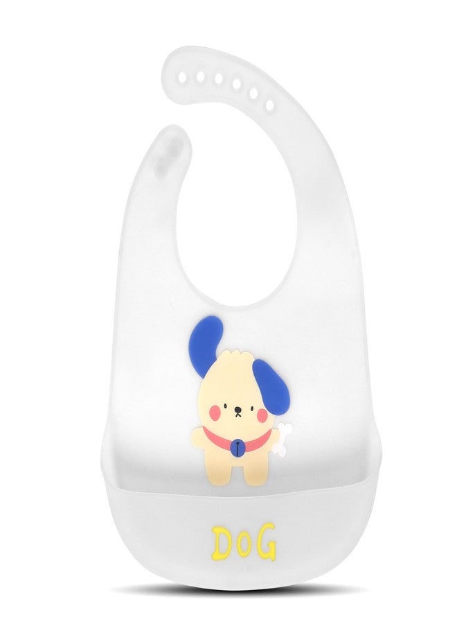 Joy Buzz Silicone Bib for Baby Food Feeding BPA Free, Baby Apron Adjustable Straps with Food Pocket, Mess Free, Waterproof, Washable & Reusable Ideal for Babies 6 to 36 Months (Dog) - Image 1