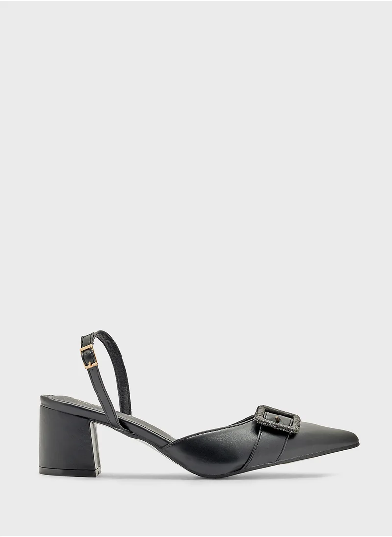 ELLA Buckle Detail Pointy Sling Back