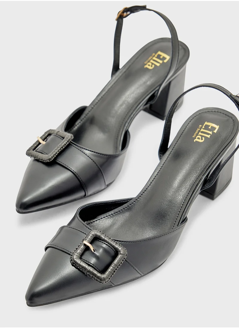 ELLA Buckle Detail Pointy Sling Back